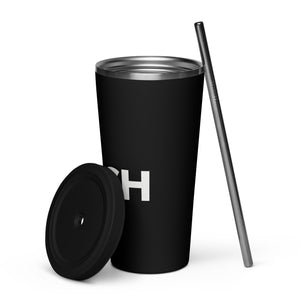 Insulated tumbler with a straw