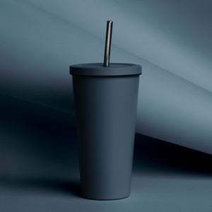 Insulated tumbler with a straw
