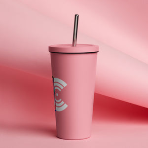 Insulated tumbler with a straw